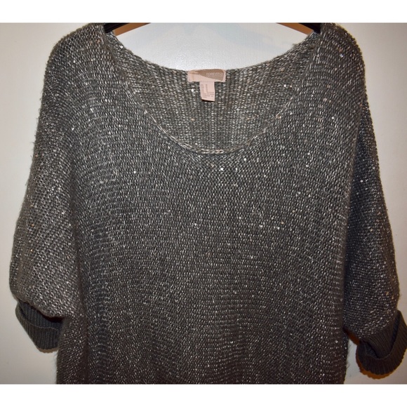 F21 Gray Sparkle Oversized Sweater - Picture 1 of 6